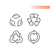 istock Recycled symbol with leaf line vector 1361306692