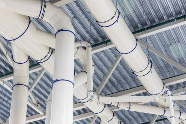 istock Industrial factory ceiling with flow distribution of ventilation 1361309988