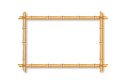 Bamboo frame with brown sticks and ropes. Rectangle bamboo frame swathed by ropes. Vector