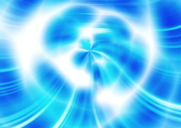 istock Abstract background with swirling lines of blue light 1361315384