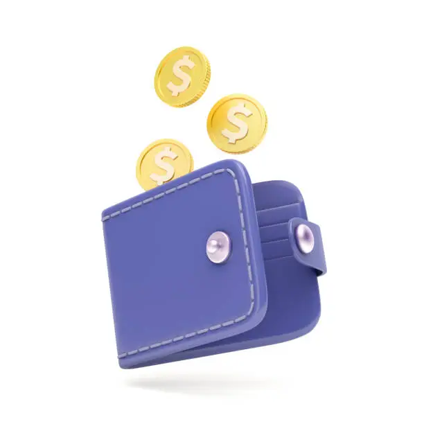 Photo of Blue wallet with gold coins