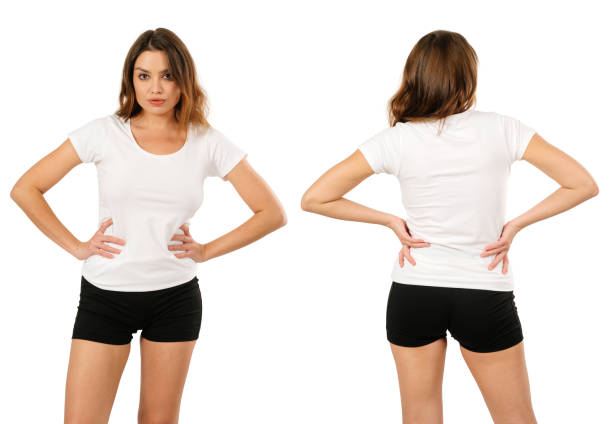 istock lady wearing blank white shirt 1361320118
