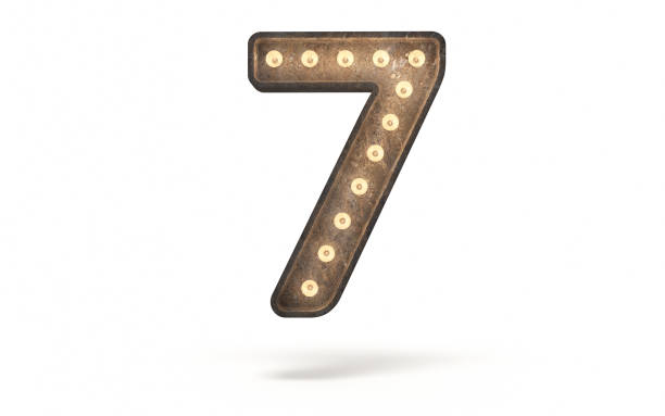 istock Number 7 decorated with light bulb covered with concrete 1361325352