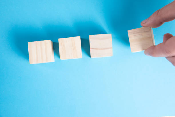 istock Top view of wooden cubes for text 1361328715