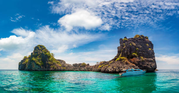 Koh Haa Islands, Thailand Panorama of  Koh Haa Islands, Thailand in a sunny day andaman sea photos stock pictures, royalty-free photos & images