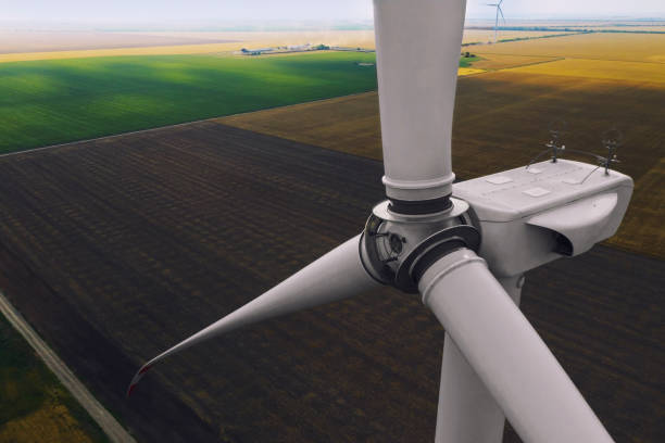 istock Modern wind turbine, closeup. Alternative energy source 1361337704