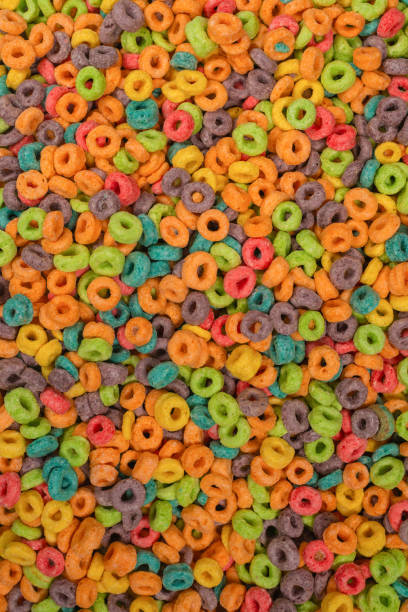 istock Sweet multicolored flakes, cereal loops. 1361340159