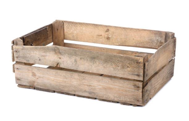 istock Wooden crate isolated on white 1361342876