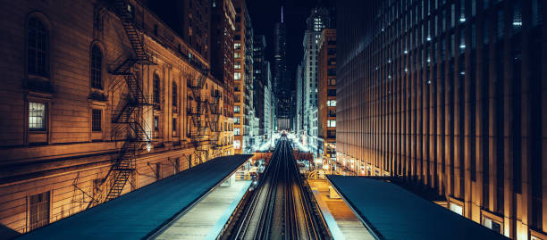 istock Panoramic view of Adams Wabash Train line 1361354250