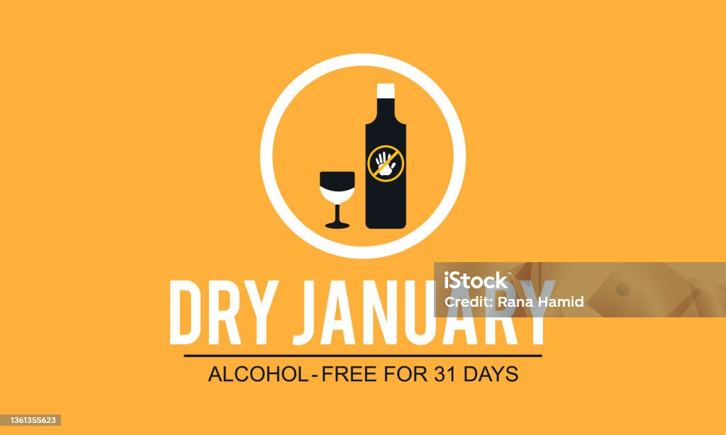 Dry January - Creative Vector design for banner, poster, tshirt, card. - Royalty-free Droog vectorkunst
