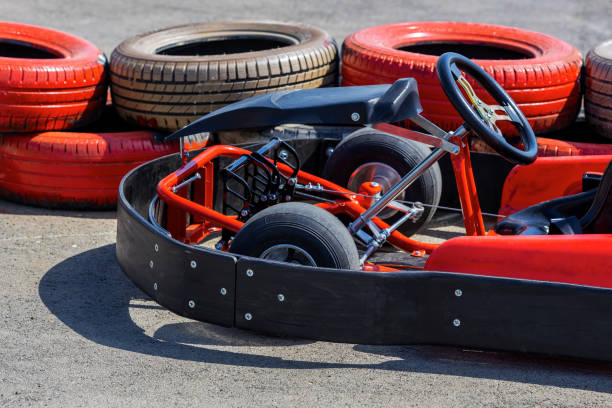 istock kart rental on the race track. empty racing car 1361356827