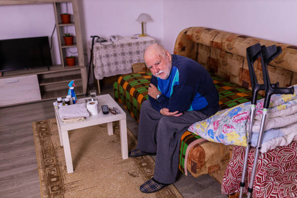 istock Hopeless and physically disabled senior man, at nursing home 1361357236