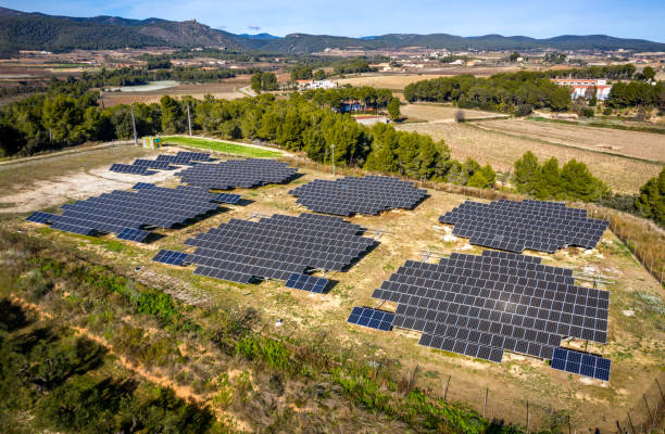 istock Drone Point View of Solar Panels 1361362232