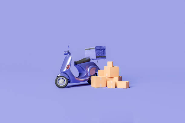 istock delivery scooter with shipping packages 1361363636