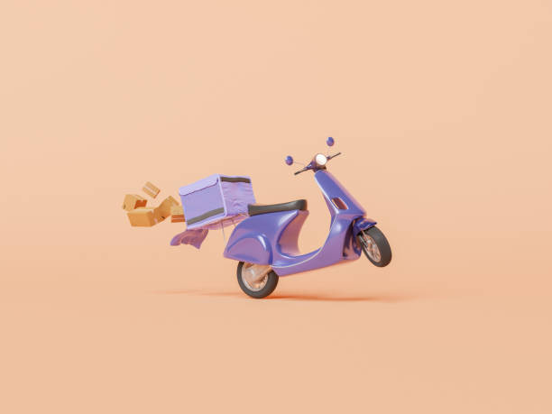 istock delivery scooter dropping shipping packages 1361363690