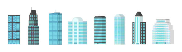istock Set of city buildings skyscrapers, business office 1361363841