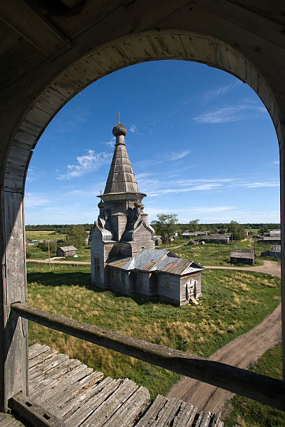 Russian wooden church stock photo