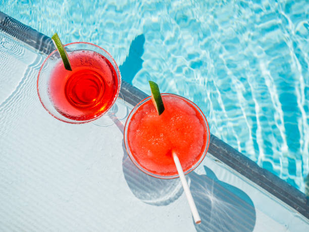 istock Beautiful glass with a refresh cocktail. Top view 1361367803