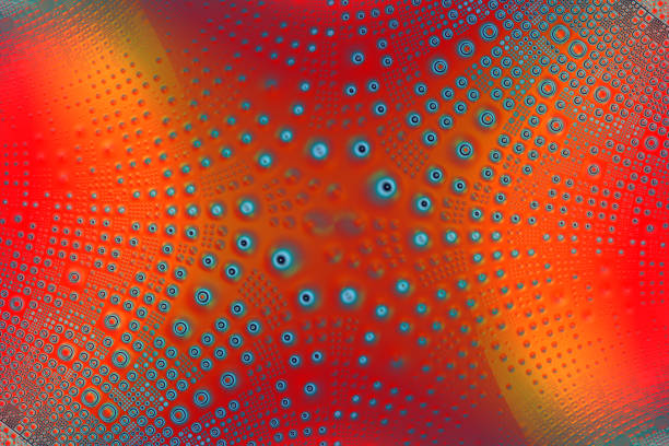 Shiny blue dots on the red background abstract surface illustration futuristic background