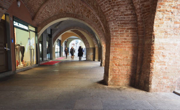 Chivasso, Italy - Circa December 2021: Via Torino high street arcades