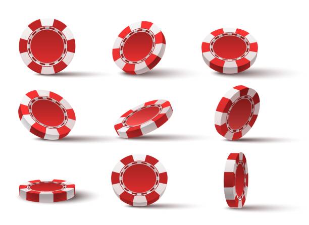 istock Realistic 3d flying red casino poker game chips. Gambling plastic coins. Jackpot chip tokens for roulette. Vegas pokerchips flip vector set 1361368853