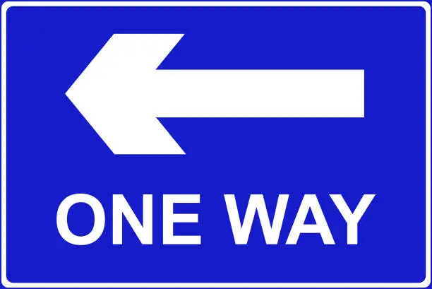 Vector illustration of One way in the direction indicated road sign