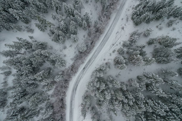 istock Snowy mountain road 1361371544