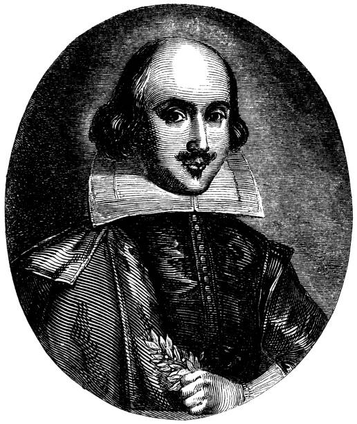 Portrait of William Shakespeare - 19th Century Portrait of William Shakespeare. Vintage etching circa mid 19th century. william shakespeare poet illustration and painting engraved image stock illustrations