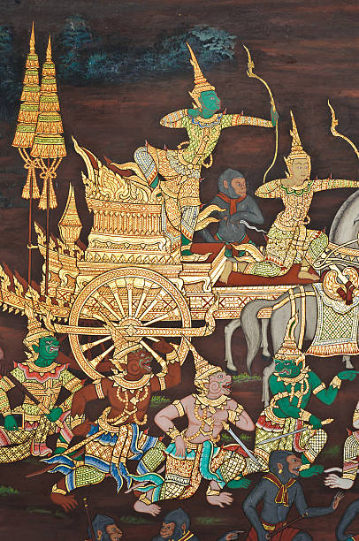 istock Wall painting at Temple of Emerald Buddha 136138092