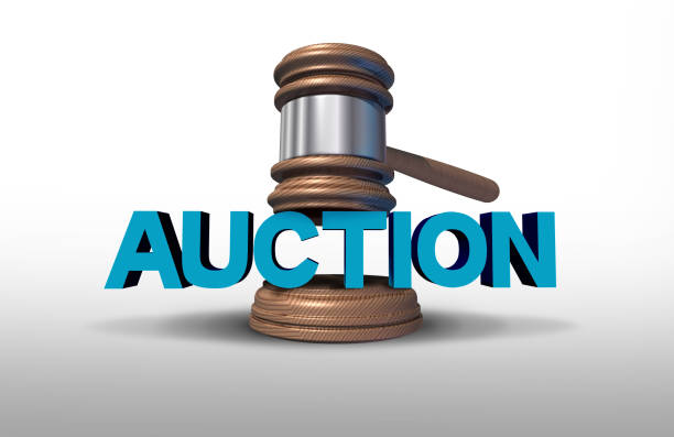 Auction Concept Auction concept and auctioneer symbol as a bidding or bid idea or estate sale icon with an auctioning mallet as a 3D illustration. e auction stock pictures, royalty-free photos & images