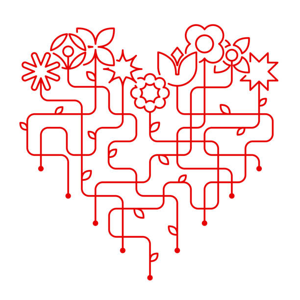 abstrakte herz valentinskarte - flower valentines day valentine card backgrounds stock-grafiken, -clipart, -cartoons und -symbole