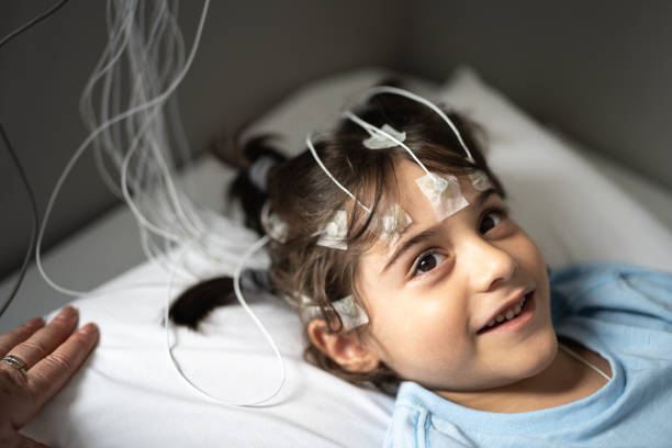 Boy listening the doctor before polysomnography (sleep study)