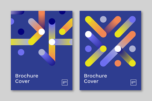 Brochure cover design layout with abstract geometric connection graphics
