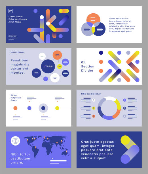 presentation design template with abstract geometric connection graphics - infografik şablonlar stock illustrations