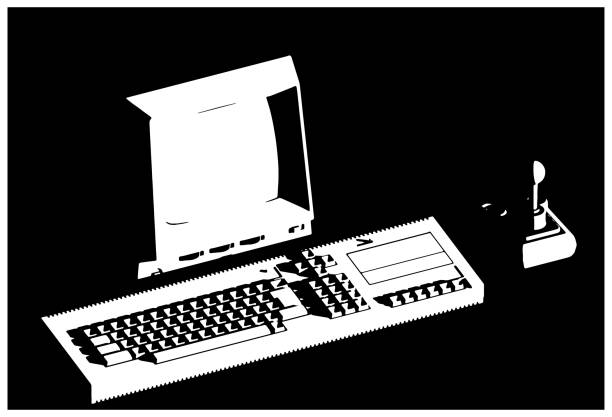50+ Vintage 1980s Office Worker With Old Computer Stock Photos ...