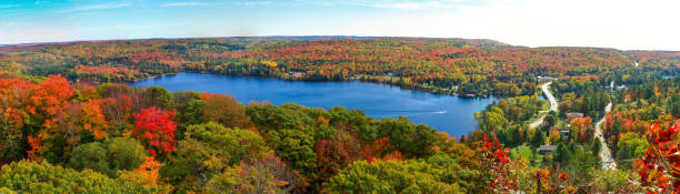 Panoramic view of the lake of fives in the Dorset area, ON, Canada stock photo