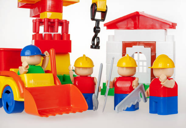istock Toy constructor for kids, construction of blocks, crane, special equipment, builders, construction site 1361404397
