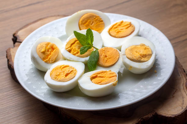 istock Boiled sliced egg, food photo 1361415597