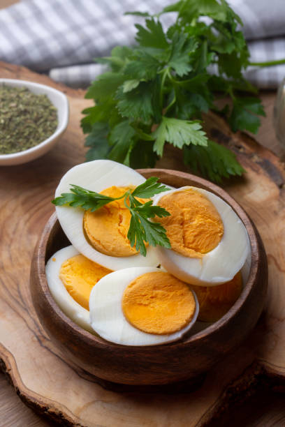 istock Boiled sliced egg, food photo 1361415787