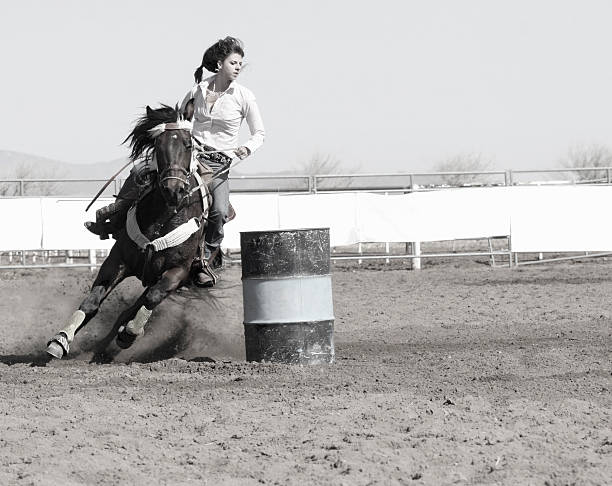 Barrel Race - Stock Image  Rodeo, Horse, Motion, Cowboy, Activity