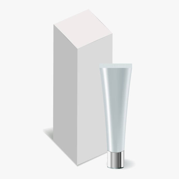 istock Plastic cosmetic tube with shadow. Horizontally laying mock up packaging box with shadow. Vector illustration. eps 10 1361417221