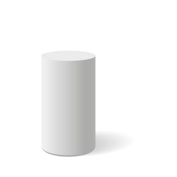 светло-серый шаблон цилиндра изолирован на белом фоне. 3d дизайн фигуры объекта. эпс 10 - cylinder box packaging three dimensional shape stock illustrations