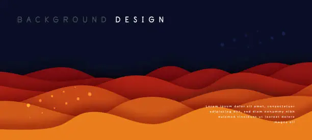 Vector illustration of Abstract orange gradient fluid wave background with geometric shape. Modern futuristic background. Can be use for landing page, book covers, brochures, flyers, magazines, any brandings, banners, headers, presentations, and wallpaper backgrounds