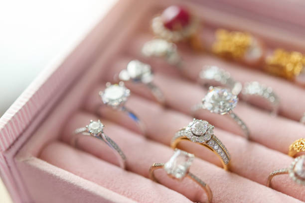 istock Jewelry diamond rings in box 1361427877