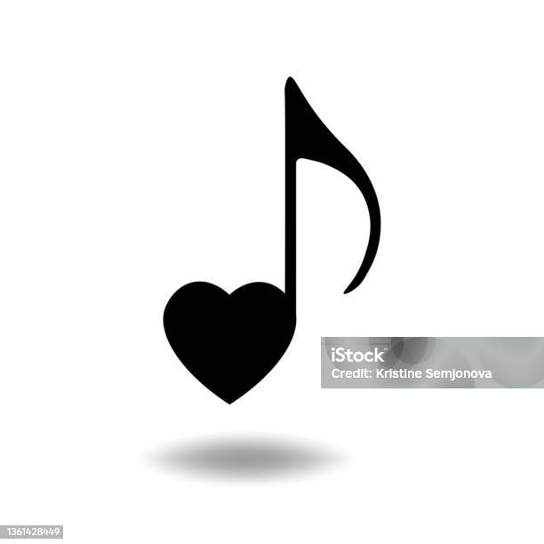 Heart Note Alpha Musical Note Heart Shape Vector Illustration Stock Illustration ...