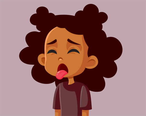 ilustrações, clipart, desenhos animados e ícones de menina infeliz fazendo yuck face vector desenho animado - yuck