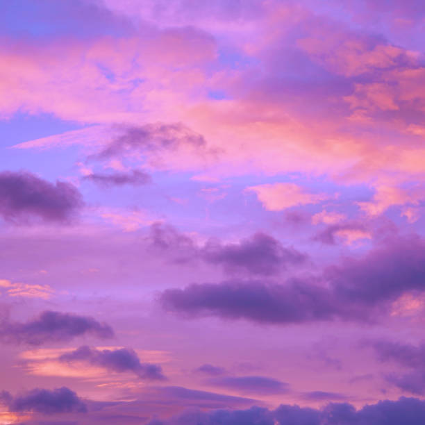 istock Purple orange pink sunset. Beautiful evening sky with clouds background 1361443694