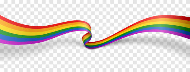 illustrazioni stock, clip art, cartoni animati e icone di tendenza di nastro ondeggiante di orgoglio lgbt isolato su sfondo trasparente - rainbow