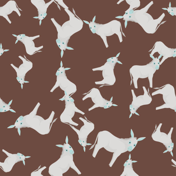 istock Seamless pattern of donkey. Domestic animals on colorful background. Vector illustration for textile. 1361448917