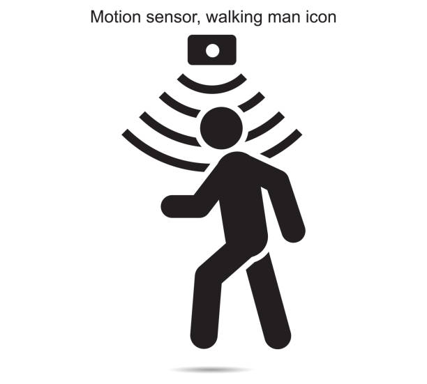 ilustrações de stock, clip art, desenhos animados e ícones de motion sensor, walking man icon ideas design vector illustration graphic on background - motion sensor